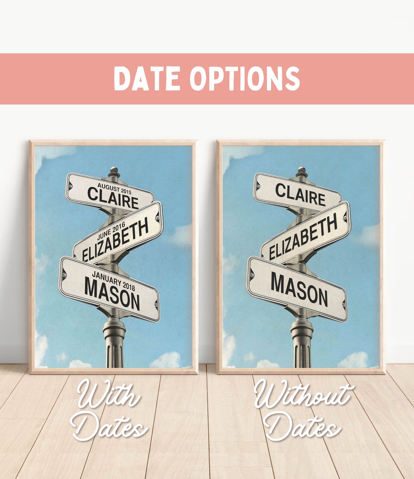 Vintage Street Sign with Grandkid's Names/Birthdates (color)