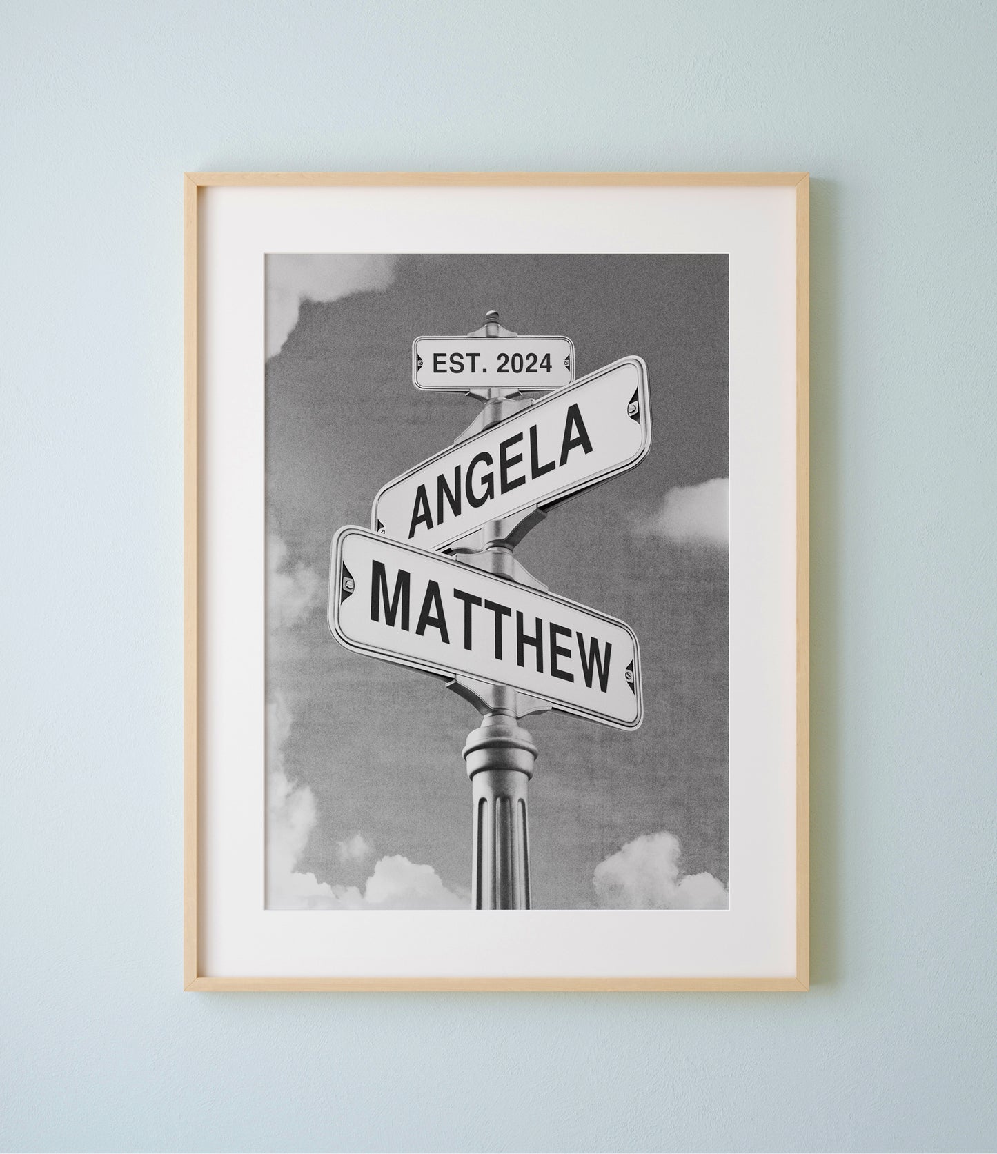 Intersection of Love, Black & White Print (with date)