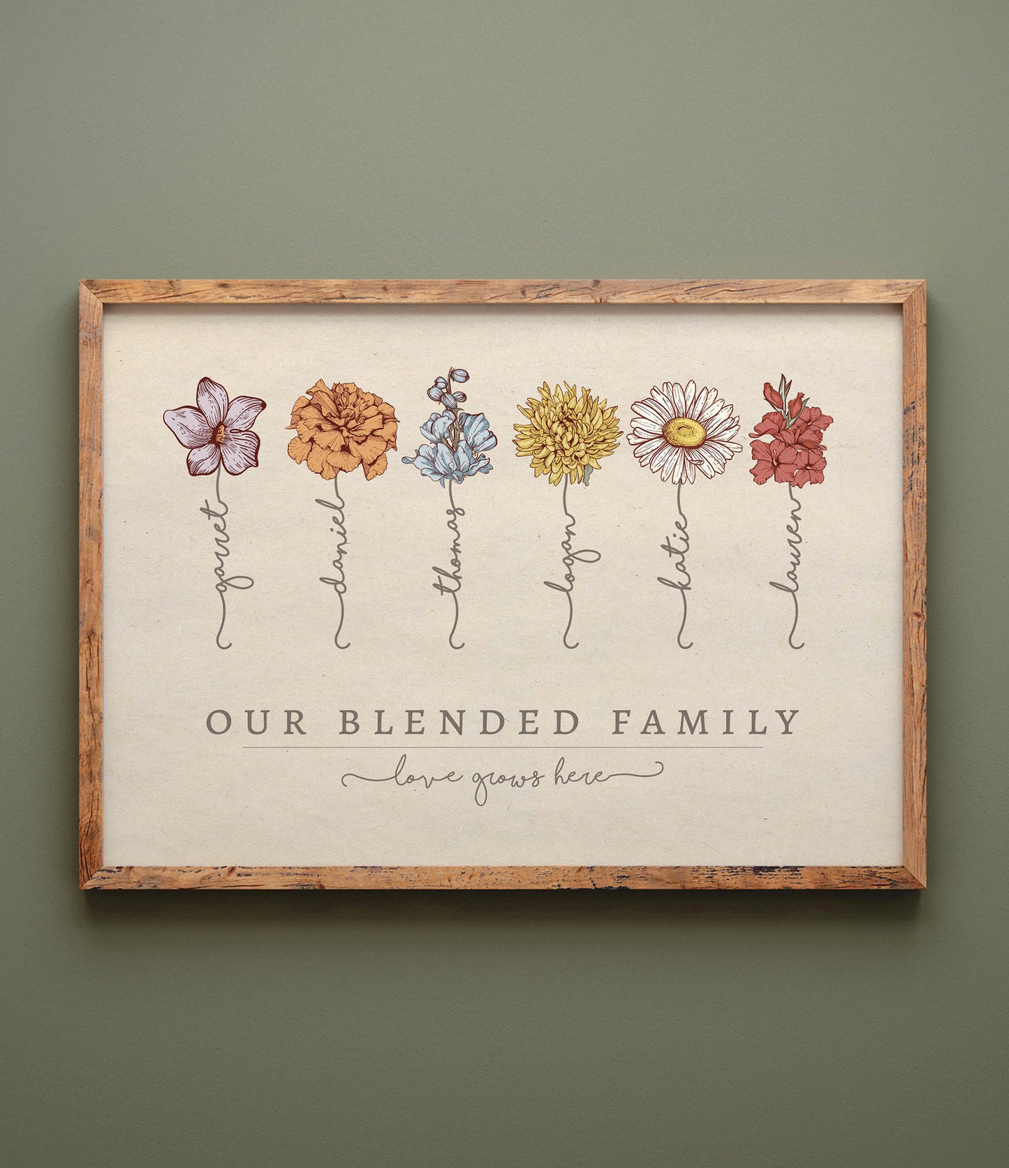 "Our Blended Family" Birth Flower Illustration