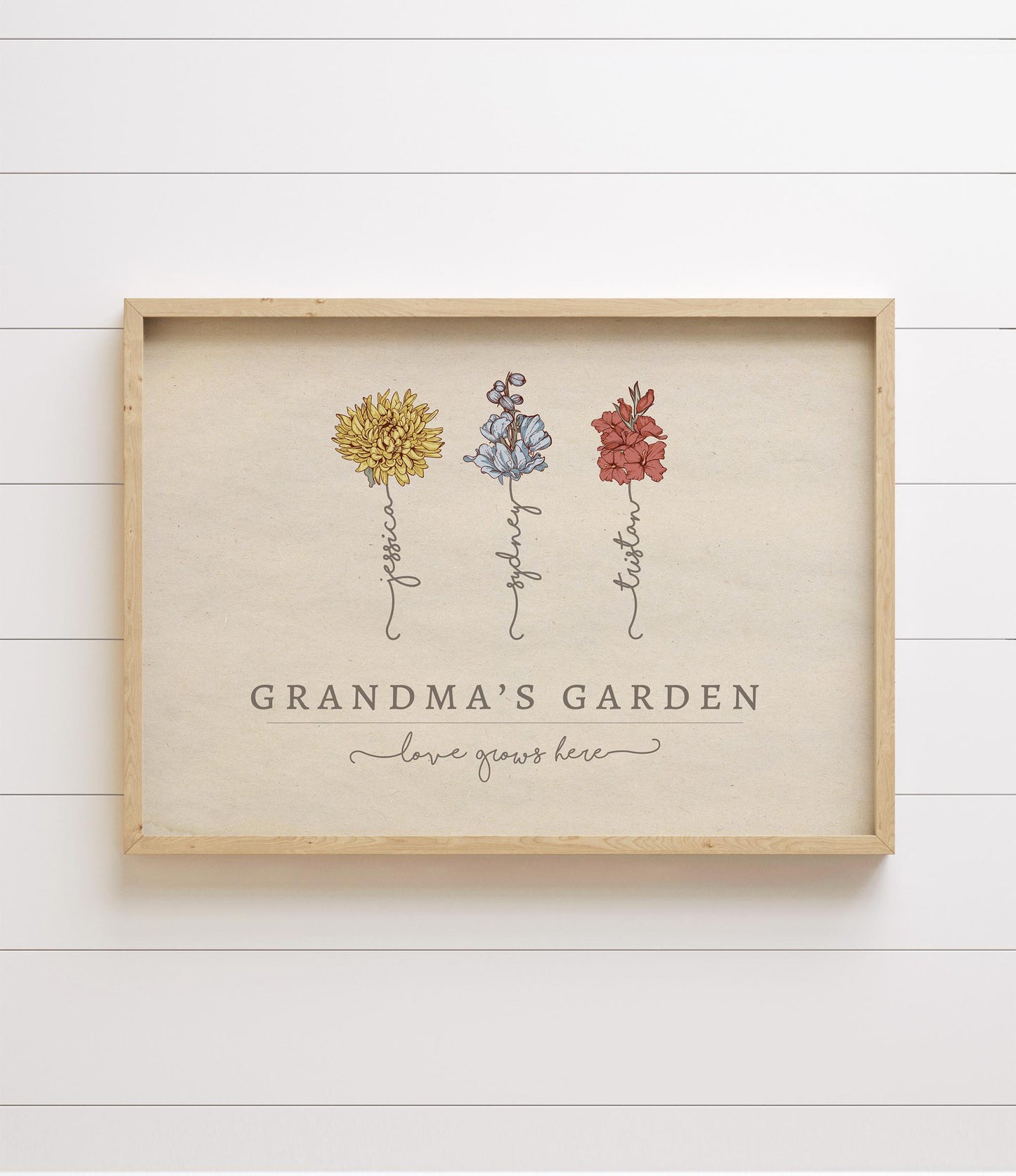 "Grandma's Garden" Birth Flower Illustration