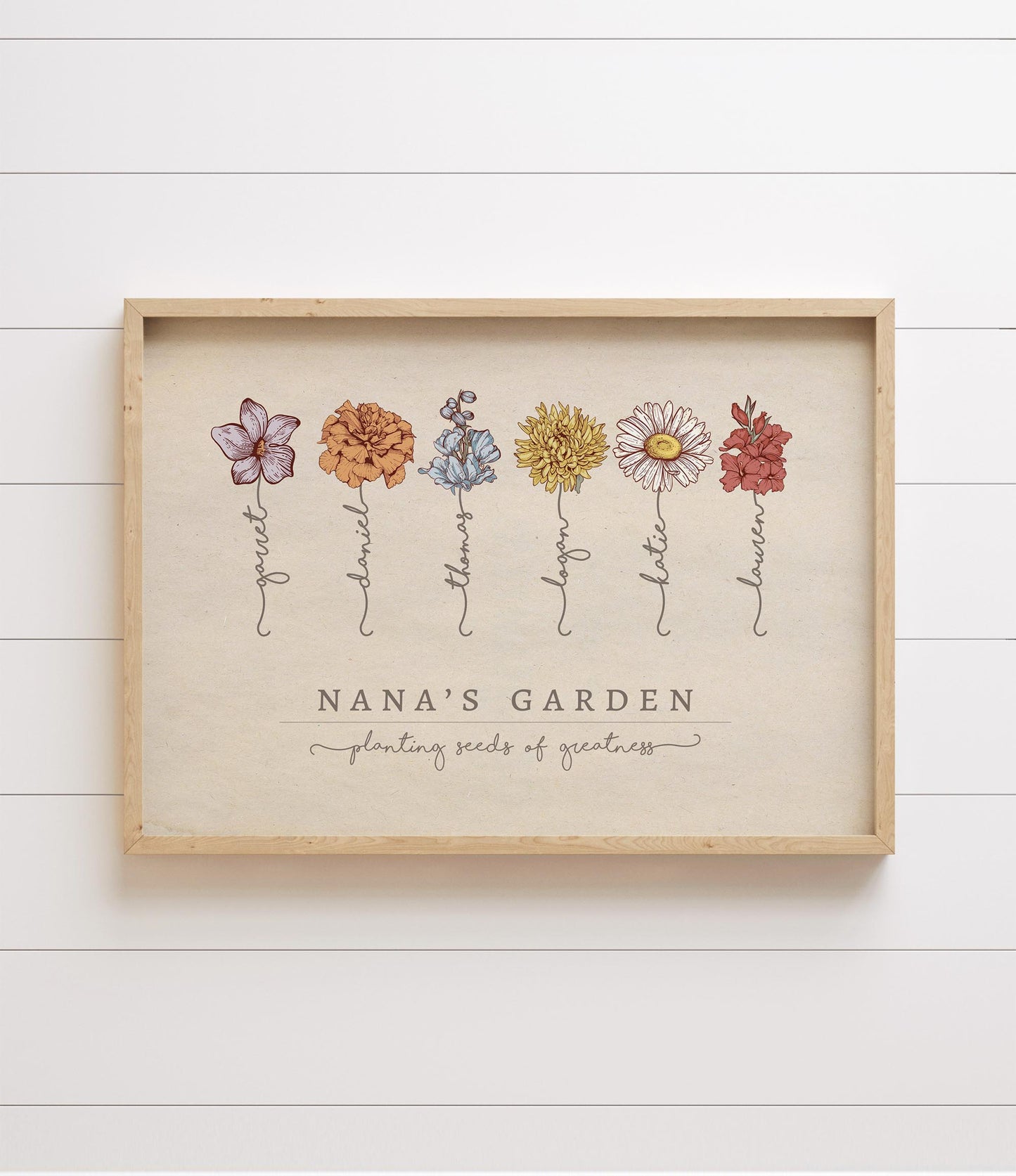 "Nana's Garden" Birth Flower Illustration