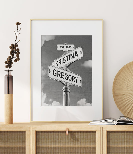 Intersection of Love, Black & White Print (with date)