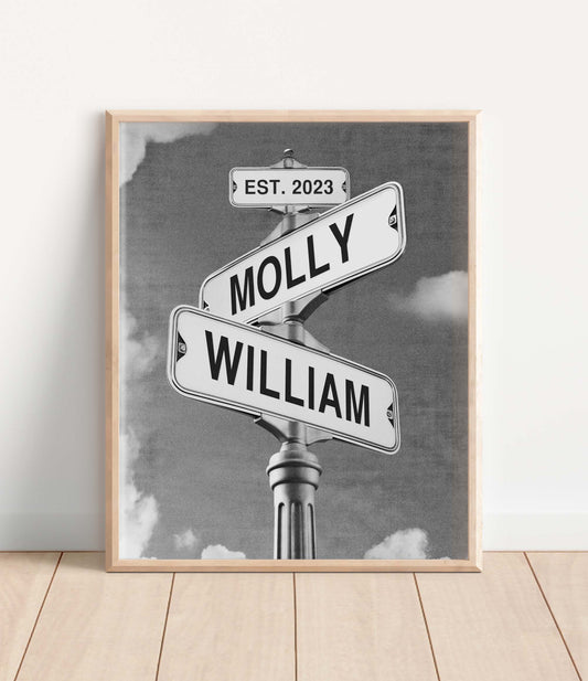 Intersection of Love, Black & White Print (with date)