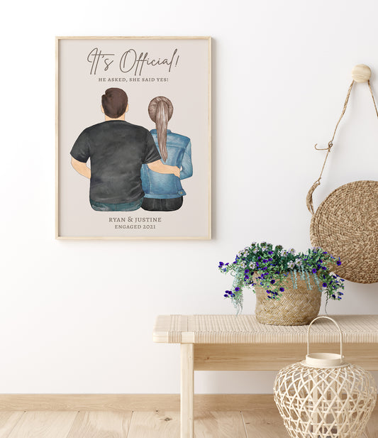 Couple's Portrait with Anniversary Date