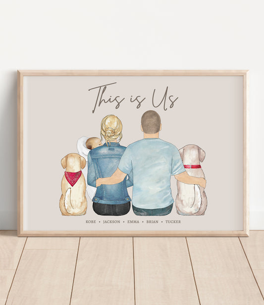 "This is Us" Family Portrait (with Pets)