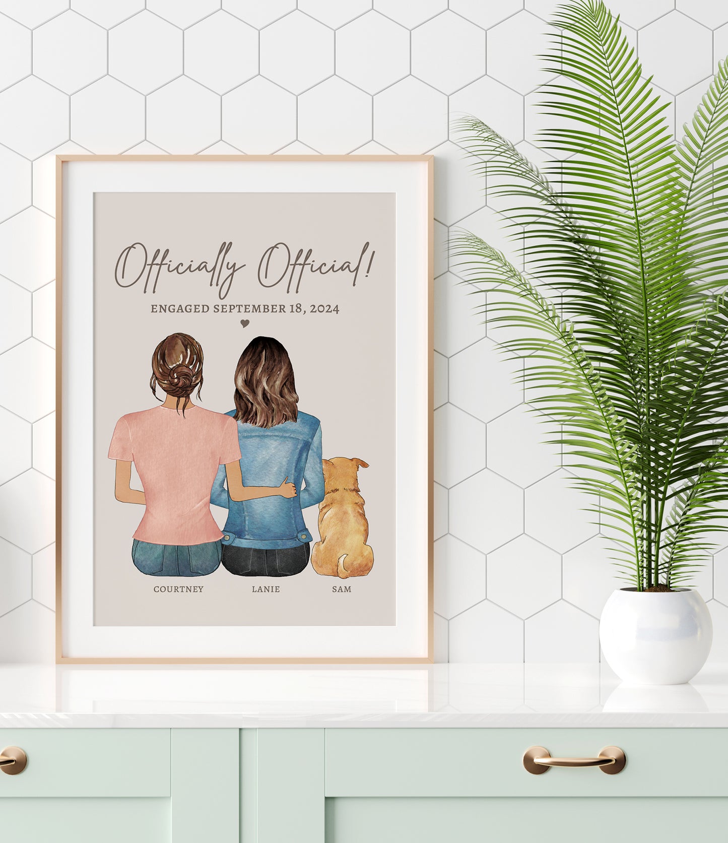 Couple's Portrait with Anniversary Date