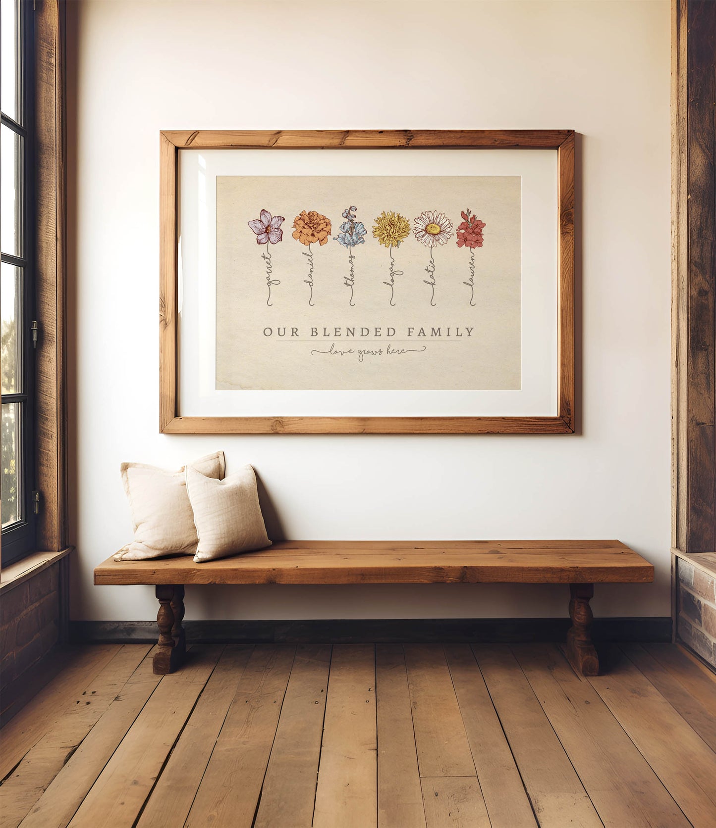 "Our Blended Family" Birth Flower Illustration
