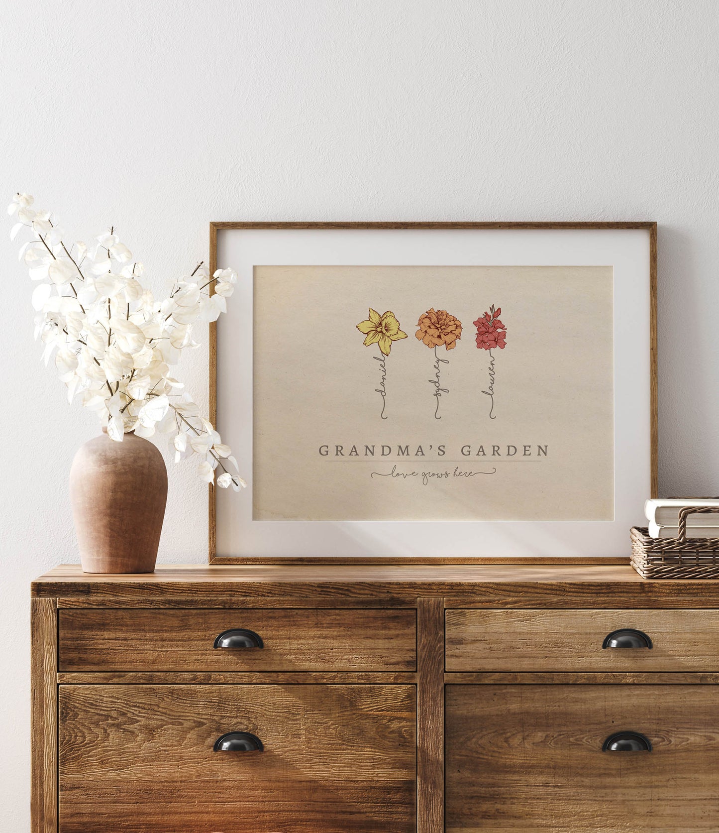 "Grandma's Garden" Birth Flower Illustration