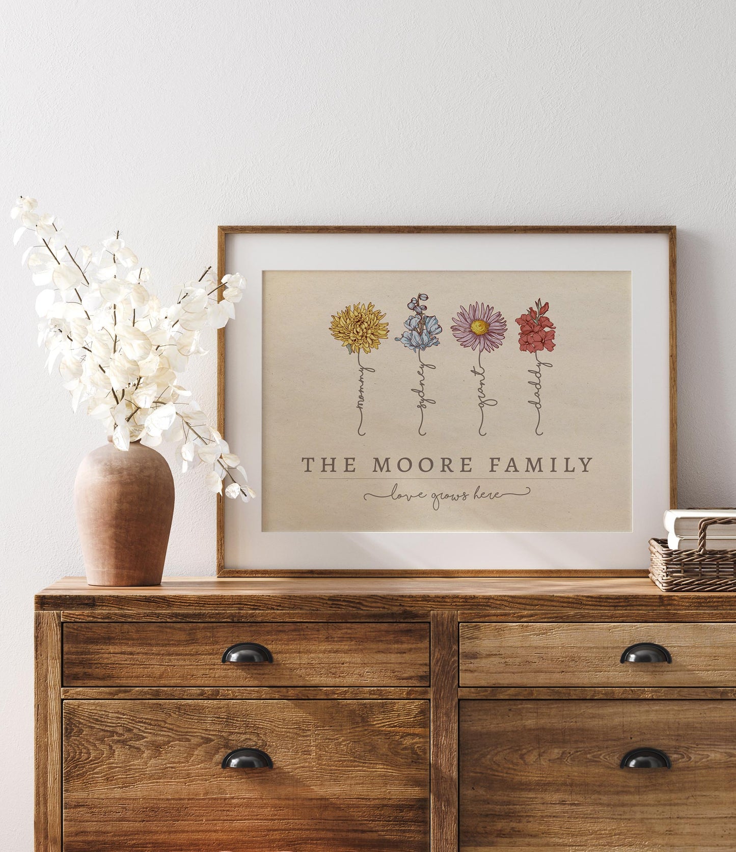 "Our New Family" Birth Flower Illustration