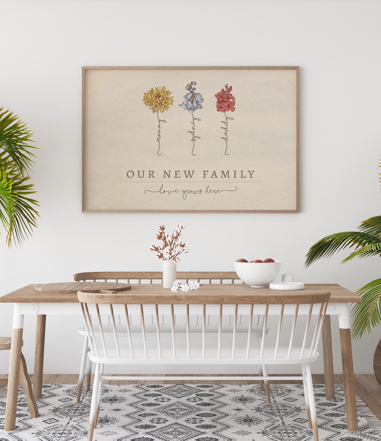 "Our New Family" Birth Flower Illustration