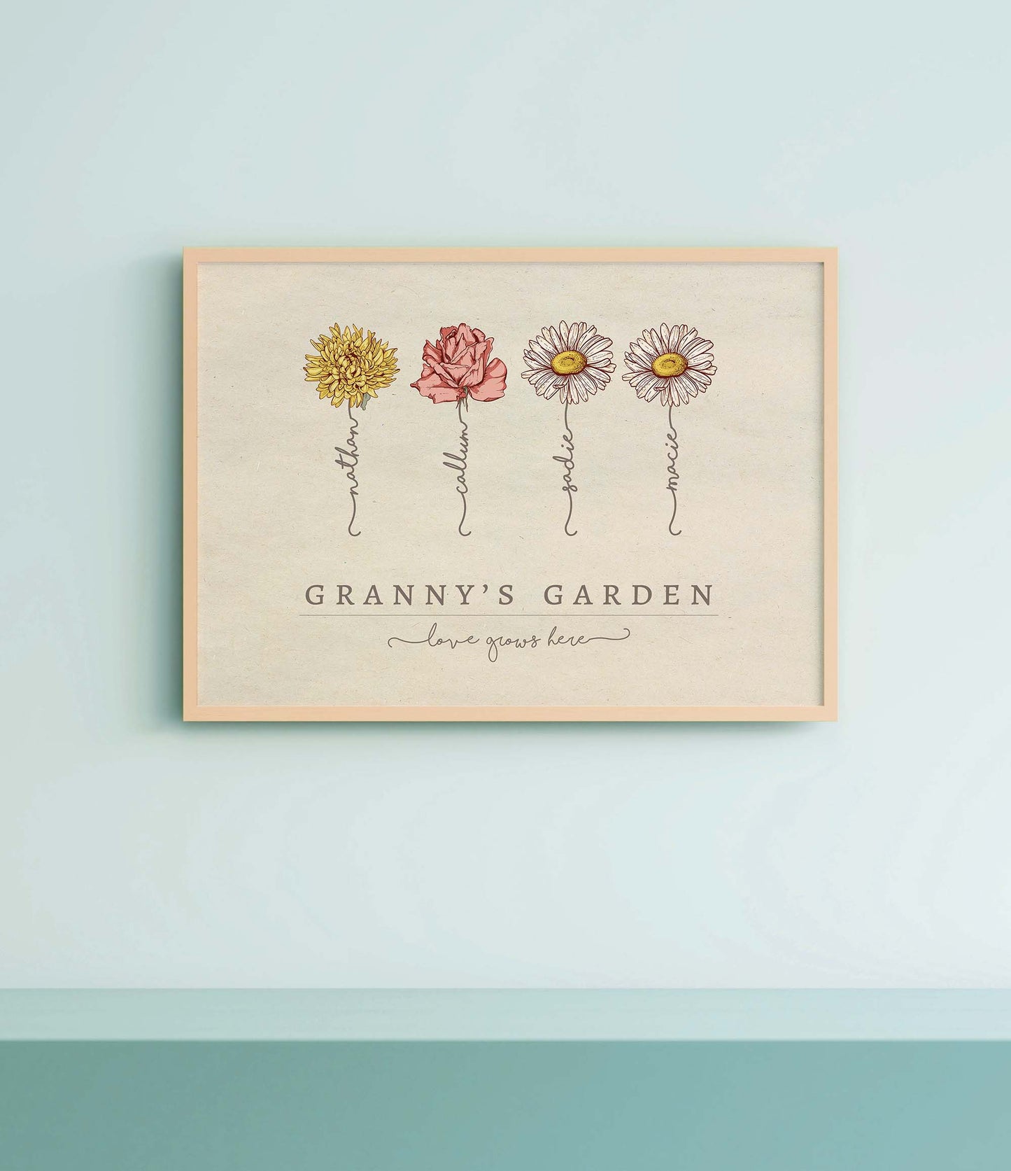 "Grandma's Garden" Birth Flower Illustration